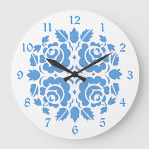 Grande Horloge Ronde Rétro floral de Vintage