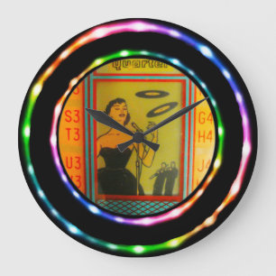 Grande Horloge Ronde Retro Jukebox Fake Neon! Round Clock