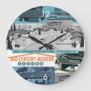 Grande Horloge Ronde Rétro-licious mosaïque 60s moderne !