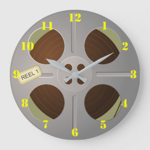 GRANDE HORLOGE RONDE RETRO MOVIE REEL WITH NUMBERS