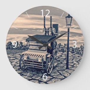 Grande Horloge Ronde Retro Steam Cab-Taxi