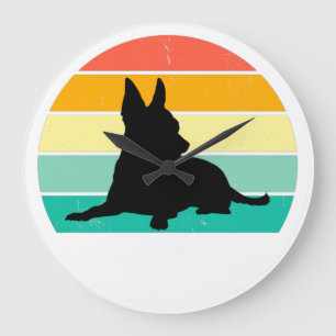 Grande Horloge Ronde Retro Sunset Chihuahua