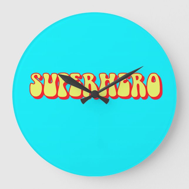Grande Horloge Ronde Retro Superhero (Recto)