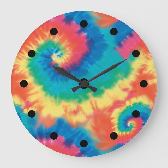 Grande Horloge Ronde Retro Tie Dye Clocks (Recto)