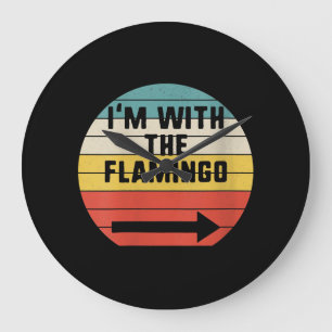 Grande Horloge Ronde Retro Vintage Je suis avec le Flamant rose FLAMA