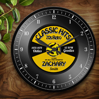 Grande Horloge Ronde Rétro Vinyl 45 Record cadenas personnalisé