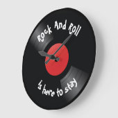 Grande Horloge Ronde Retro Vinyl Record Musique Rock Et Roll (Angle)