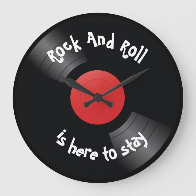 Grande Horloge Ronde Retro Vinyl Record Musique Rock Et Roll (Front)