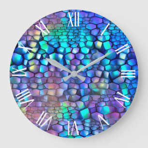 Grande Horloge Ronde Rêve d'art mural bleu brillant