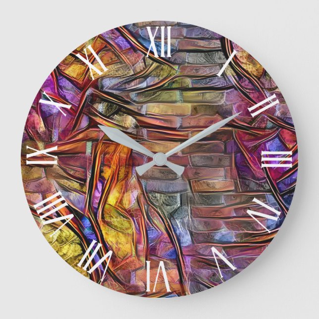 Grande Horloge Ronde Rêve d'art mural violet en bois (Recto)