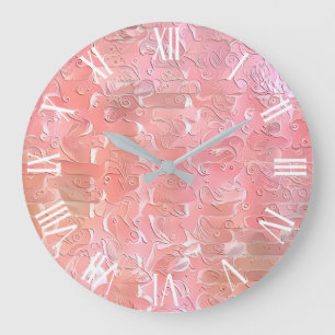 Grande Horloge Ronde Rêve d'art rose floral