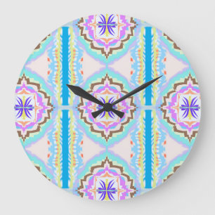 Grande Horloge Ronde Rêve Pastel Boho Géométrique Kaléidoscope