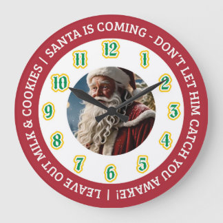 Grande Horloge Ronde Réveil du Père Noël la veille de Noël