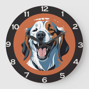 Grande Horloge Ronde Réveillez-vous ! ! ! Golden retriever Pop Art par
