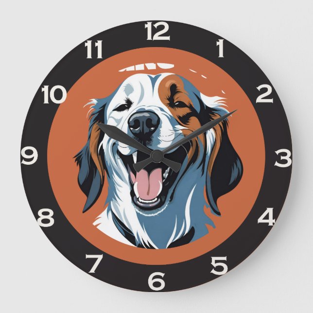 Grande Horloge Ronde Réveillez-vous ! ! ! Golden retriever Pop Art par  (Recto)