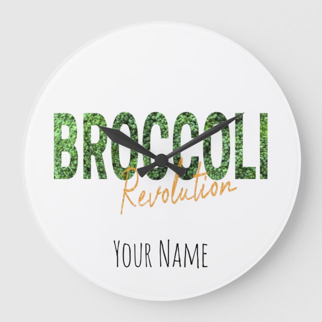 Grande Horloge Ronde Révolution de Brocoli Végans Légumes et végétarien (Recto)