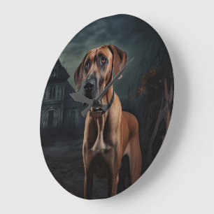 Grande Horloge Ronde Rhodesian Ridgeback Halloween effrayant