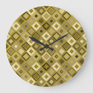 Grande Horloge Ronde Rhombus géométrique vintage, motif transparent.