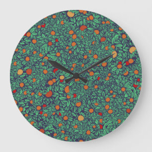 Grande Horloge Ronde Rich Orchard : Vintage Tree Motif.
