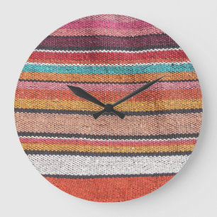 Grande Horloge Ronde Richesse du tapis : Textures mexicaines péruvienne