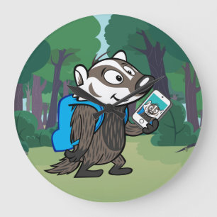 Grande Horloge Ronde Ricky Raccoon Boomer Badger Selfie