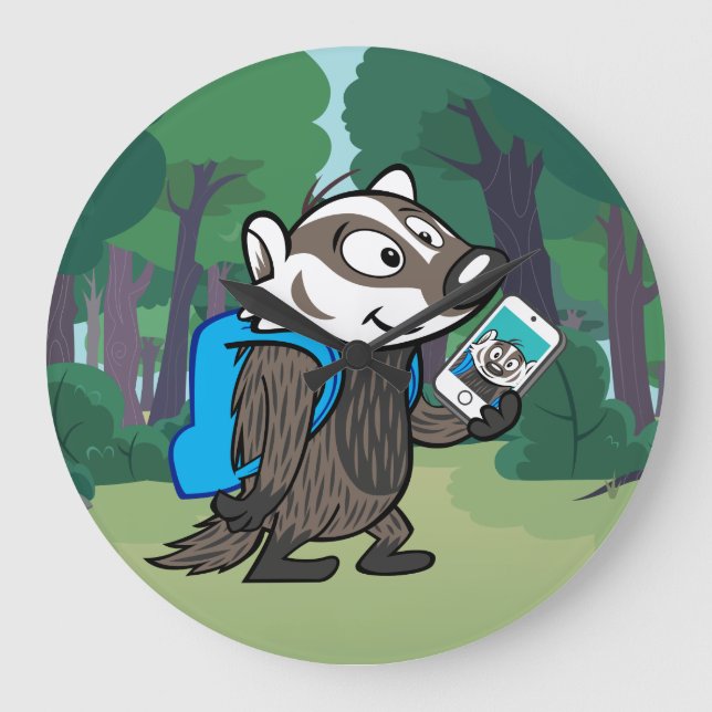 Grande Horloge Ronde Ricky Raccoon | Boomer Badger Selfie (Recto)