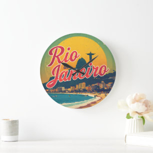 Grande Horloge Ronde Rio De Janeiro Brésil T-Shirt de Voyage Rétro Vint