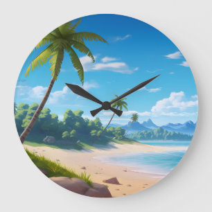 Grande Horloge Ronde Rivage de plage sablonneuse de l'île de l'océan tr