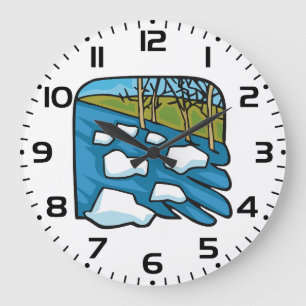 Grande Horloge Ronde Rivière de dégel hivernal avec des glaçons
