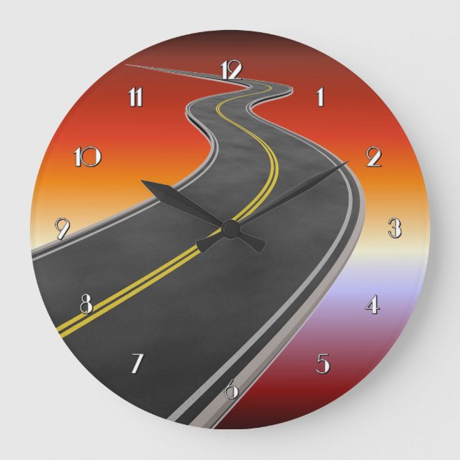 Grande Horloge Ronde Road Trip Sunset Highway Wall Clock (Recto)