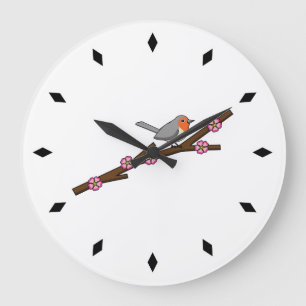 Grande Horloge Ronde Robin sur Sakura