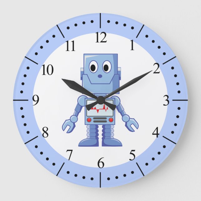 Grande Horloge Ronde Robot bleu (Recto)