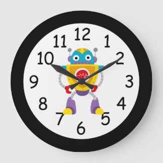 Grande Horloge Ronde Robot rétro coloré pour enfants