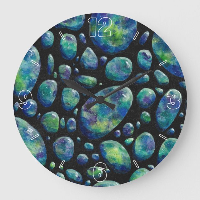 Grande Horloge Ronde Roches Turquoise dans l'espace Oeuvre originale (Recto)