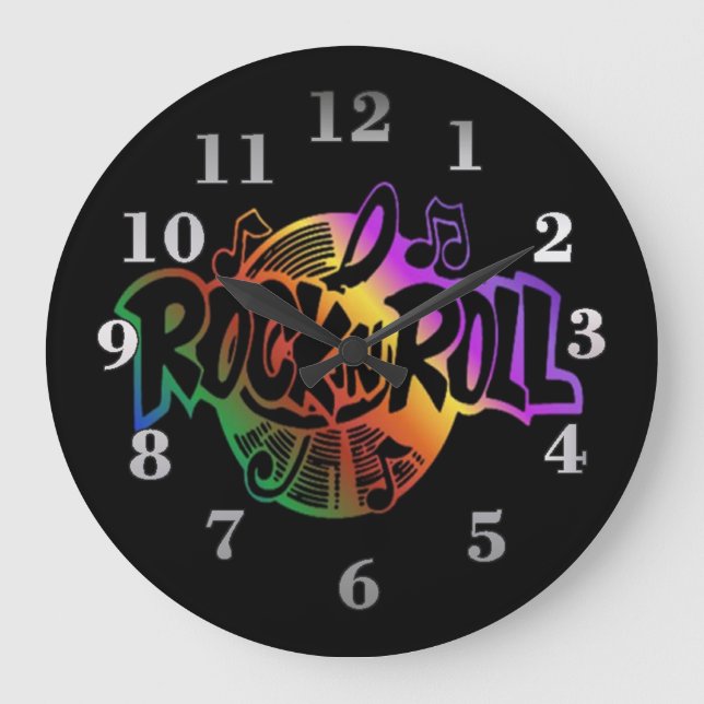 Grande Horloge Ronde Rock and roll Rainbow Music Theme Wall Clock (Recto)