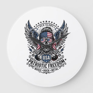 Grande Horloge Ronde Rocker du bandana patriotique Méta musique Old Glo