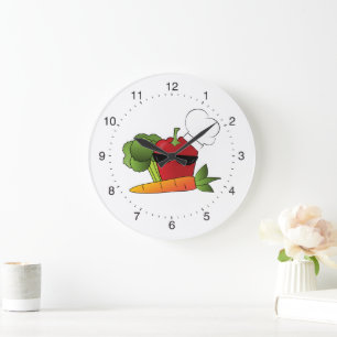 Grande Horloge Ronde Rockin Légumes drôle cuisine