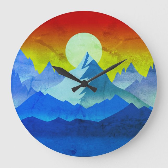 Grande Horloge Ronde Rocky Mountain Golden Hour Sun Art (Recto)