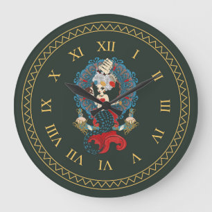 Grande Horloge Ronde Rococo mermaid Art nouveau