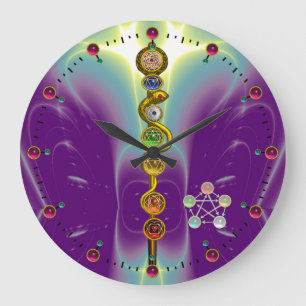 GRANDE HORLOGE RONDE ROD OF ASCLEPIUS 7 CHAKRAS,YOGA ,SPIRITUAL ENERGY