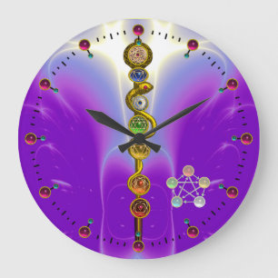 GRANDE HORLOGE RONDE ROD OF ASCLEPIUS 7 CHAKRAS,YOGA ,SPIRITUAL ENERGY