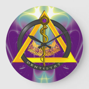 GRANDE HORLOGE RONDE RODE DU SYMBOLE DE DENTISSE DENTISTE ASCLEPIUS