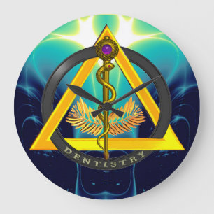 GRANDE HORLOGE RONDE RODE DU SYMBOLE DE DENTISSE DENTISTE ASCLEPIUS
