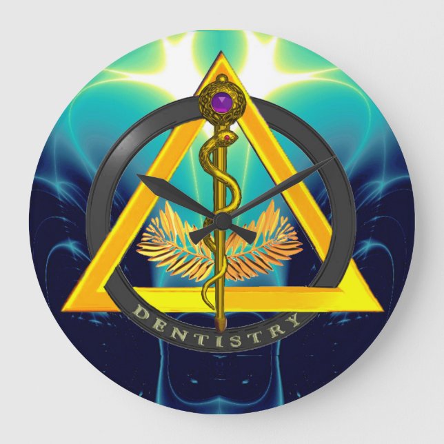 GRANDE HORLOGE RONDE RODE DU SYMBOLE DE DENTISSE DENTISTE ASCLEPIUS (Recto)