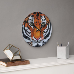 Grande Horloge Ronde Roi de la jungle Peinture par Alfred Fox