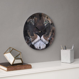 Grande Horloge Ronde Roi des bêtes Peinture d'Alfred Fox