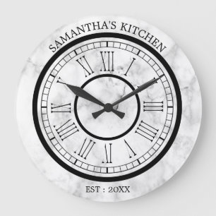 Grande Horloge Ronde Roman blanc Numeral Kitchen