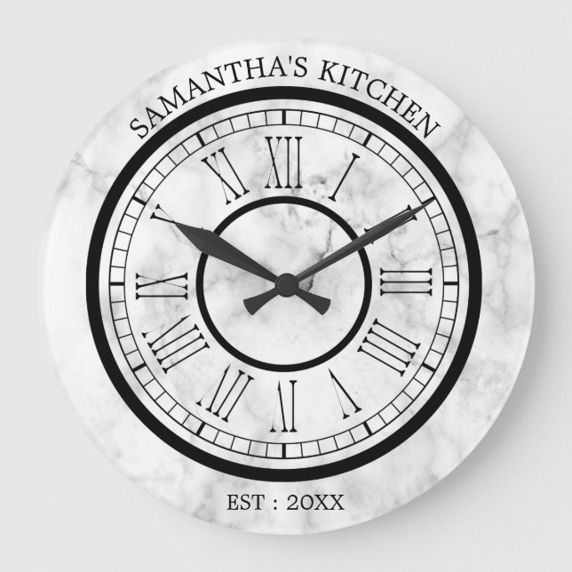 Grande Horloge Ronde Roman blanc Numeral Kitchen (Recto)
