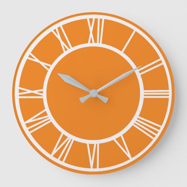 Grande Horloge Ronde Roman blanc Numeral Pattern Border Orange Round (Recto)