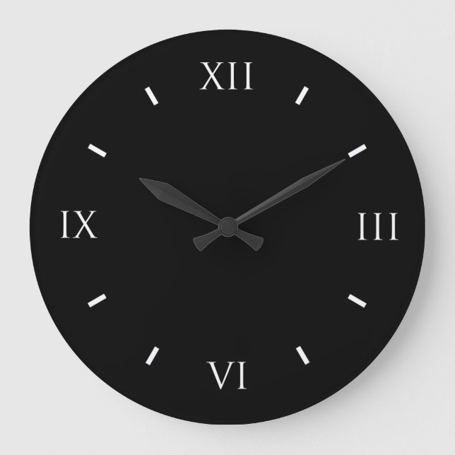 Grande Horloge Ronde Roman Numeral Black Wall Clock (Recto)